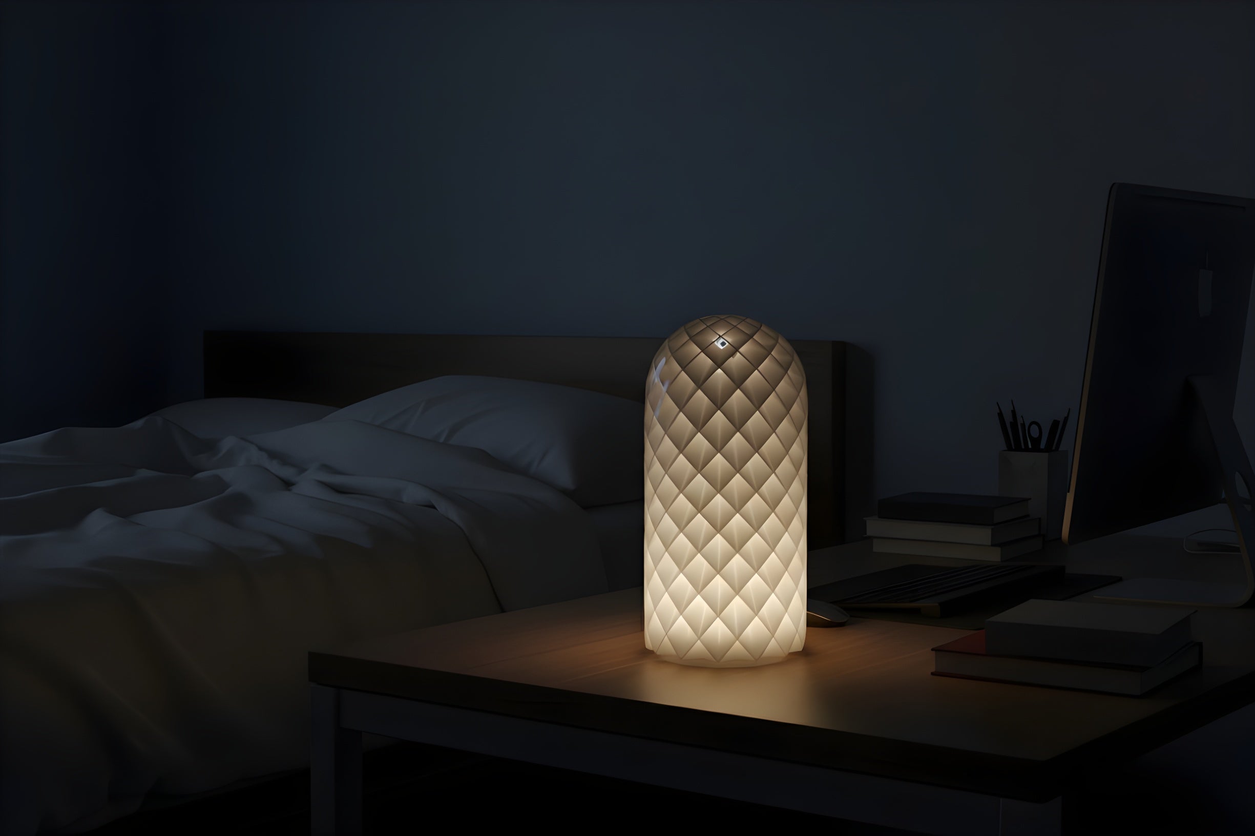 Patterned mini desk lamp